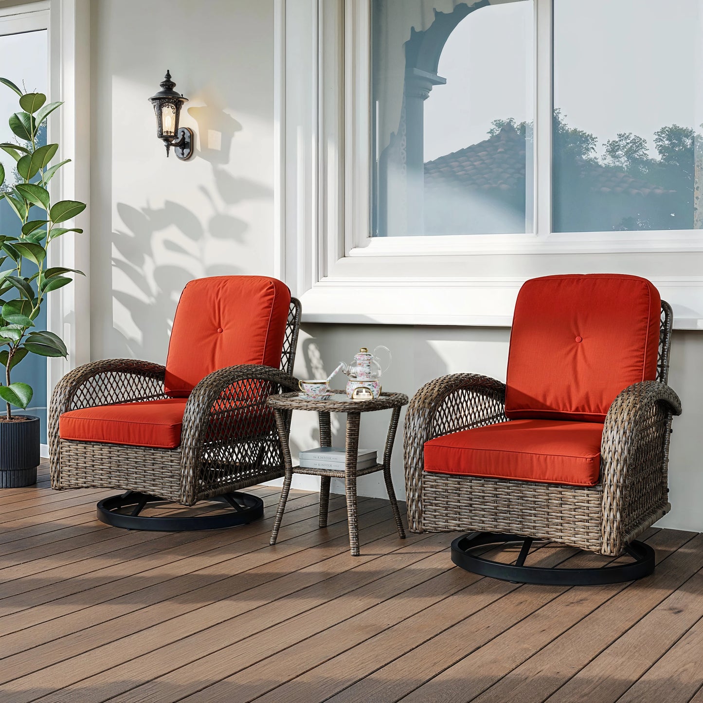 Outdoor 3 Piece Patio Furniture Set With Cushions