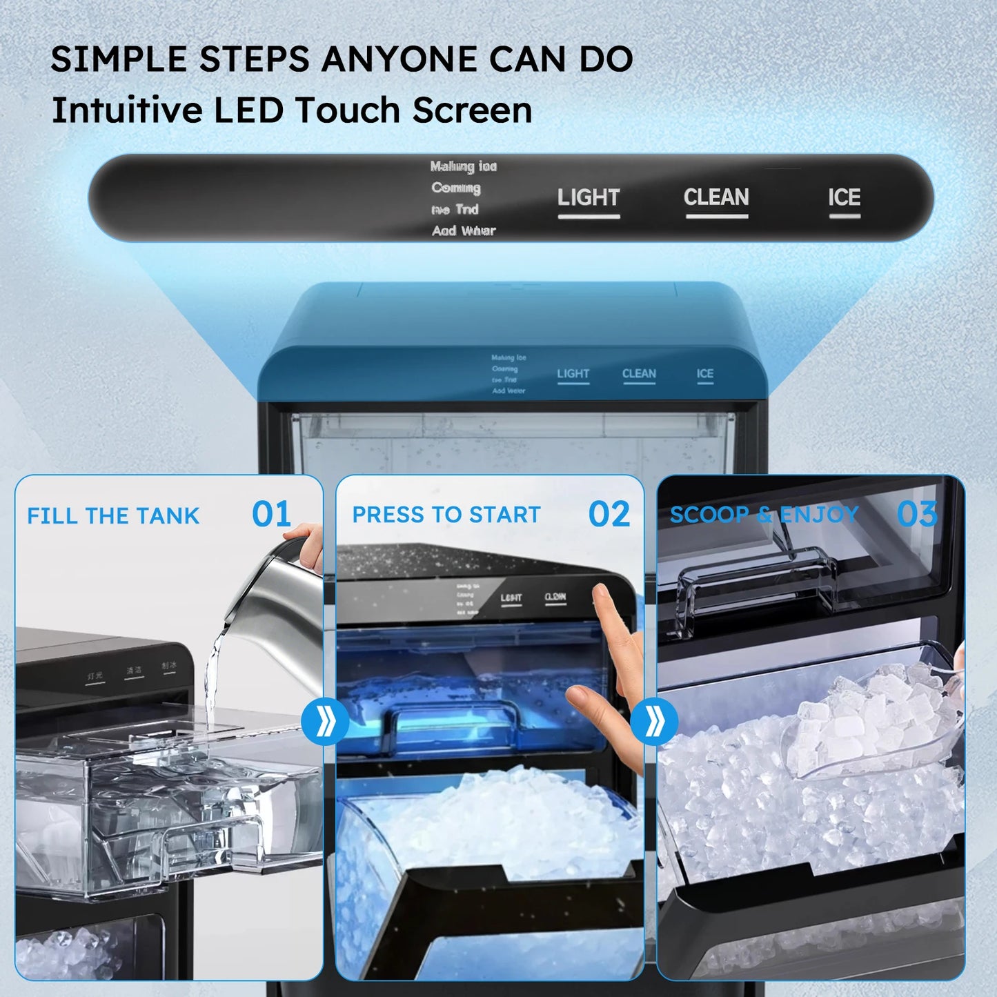SHICUO Nugget Ice Maker Countertop Self Cleaning Chewable Ice