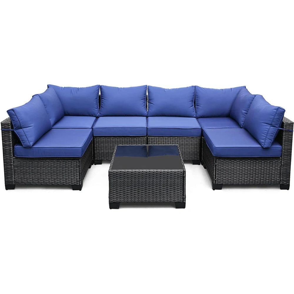 HiMISS 7 Piece PE Rattan Patio Set With Cushions