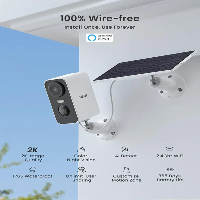IEGEEK Solar Wireless Outdoor Security Camera With Night Vision