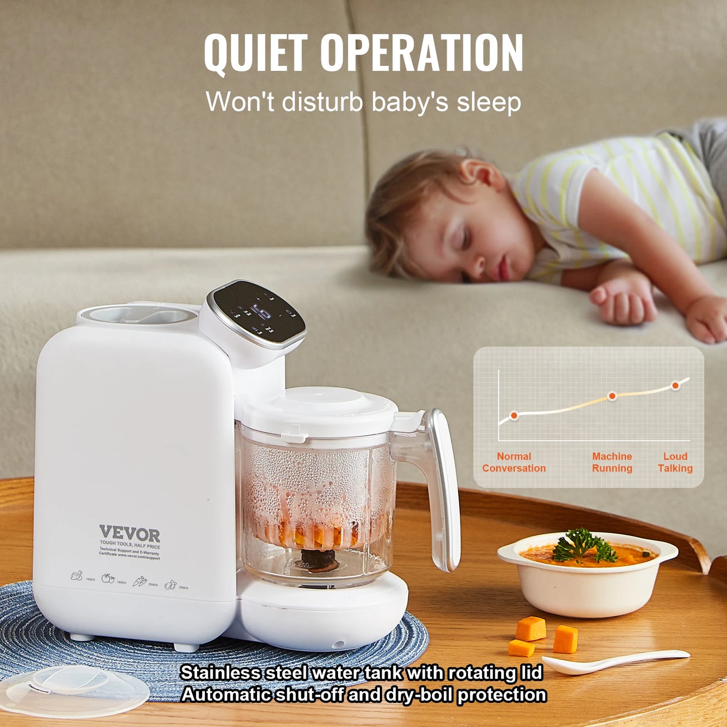 VEVOR Baby Food Maker 430W Five In One Steamer Grinder