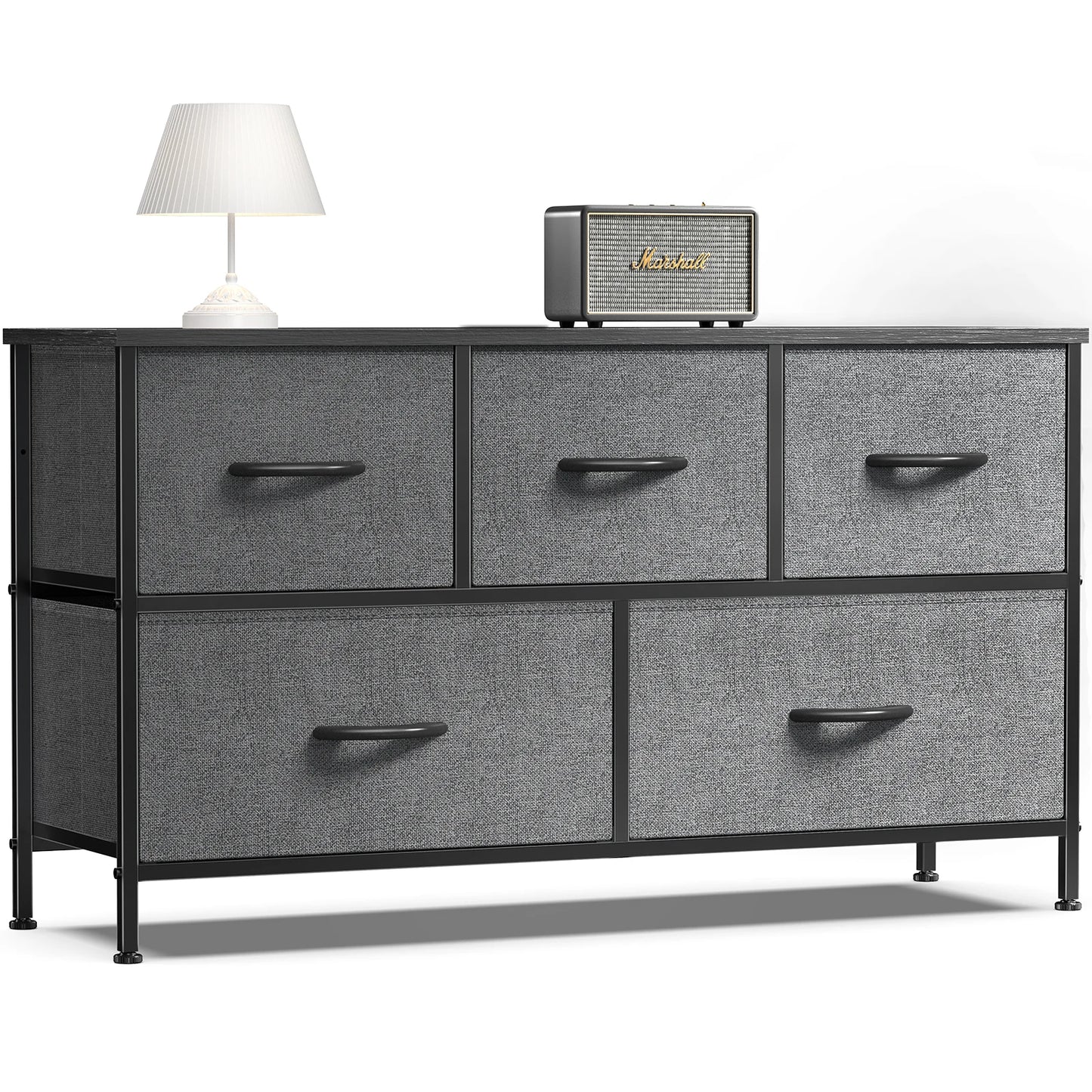 JHK Living Room Display Cabinet With 5 Fabric Drawers