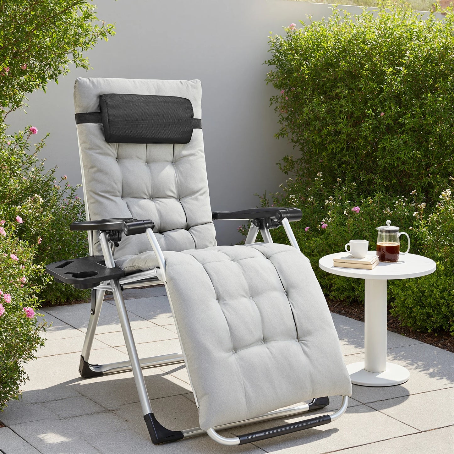 JHK Zero Gravity Set of 2 Portable Recliner Lounge Chairs with Cup Holders