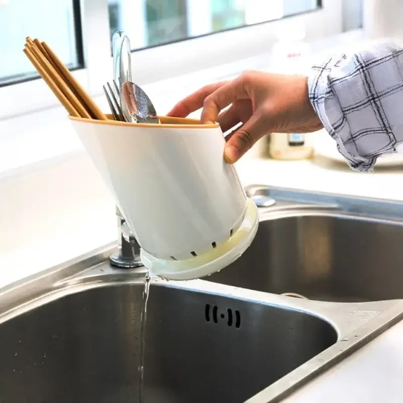 Chopsticks Drain Tube With Plate Kitchen Organizer Rack