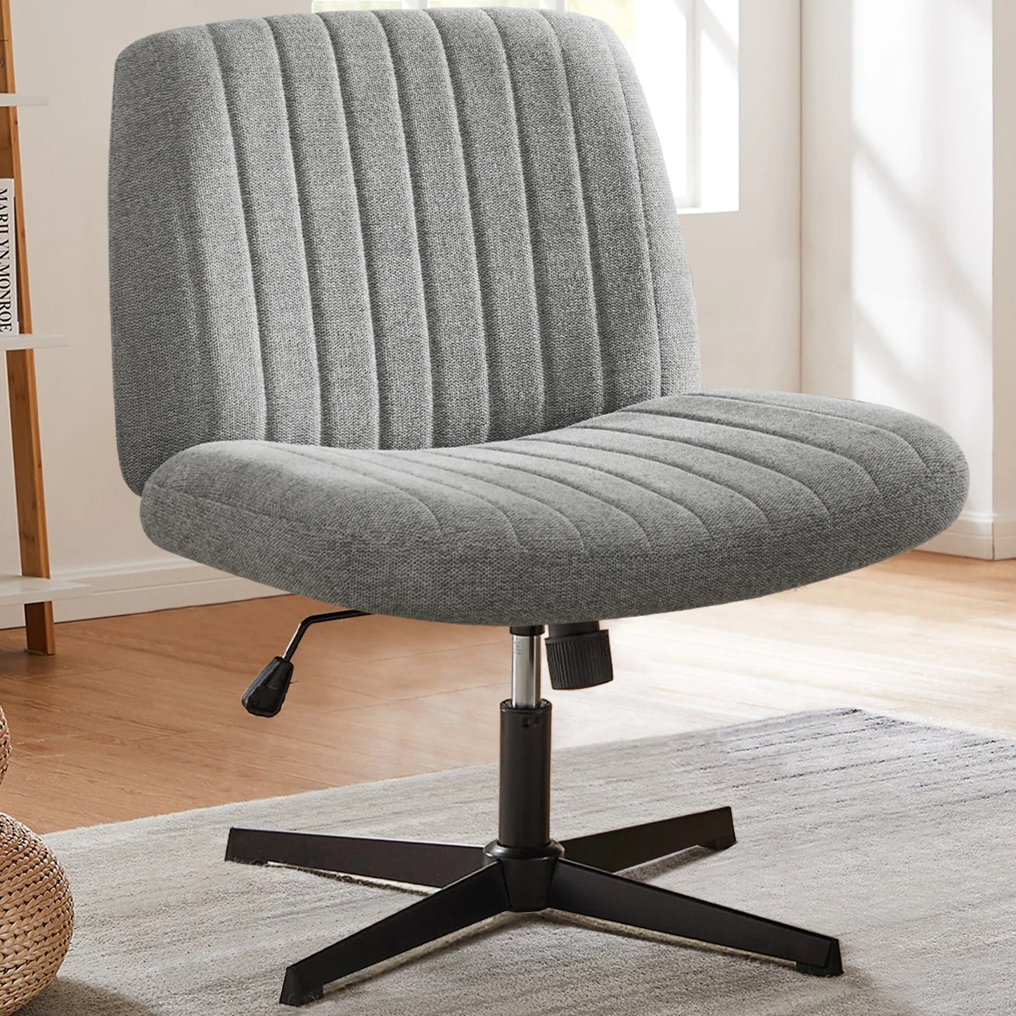 JHK Cross Legged Office Rocking Chair Armless Adjustable Swivel