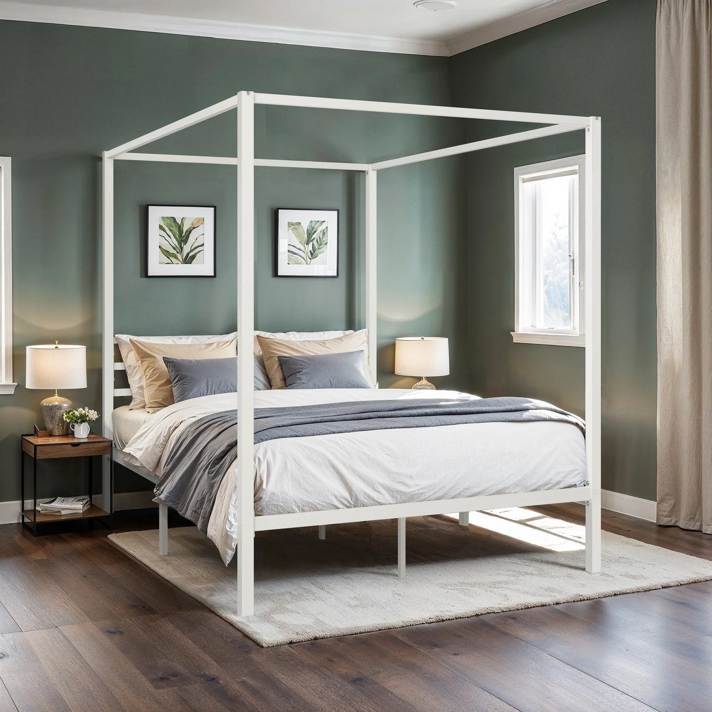 HOOMICH Canopy Bed Frame With 4-Poster Design And Easy Assembly