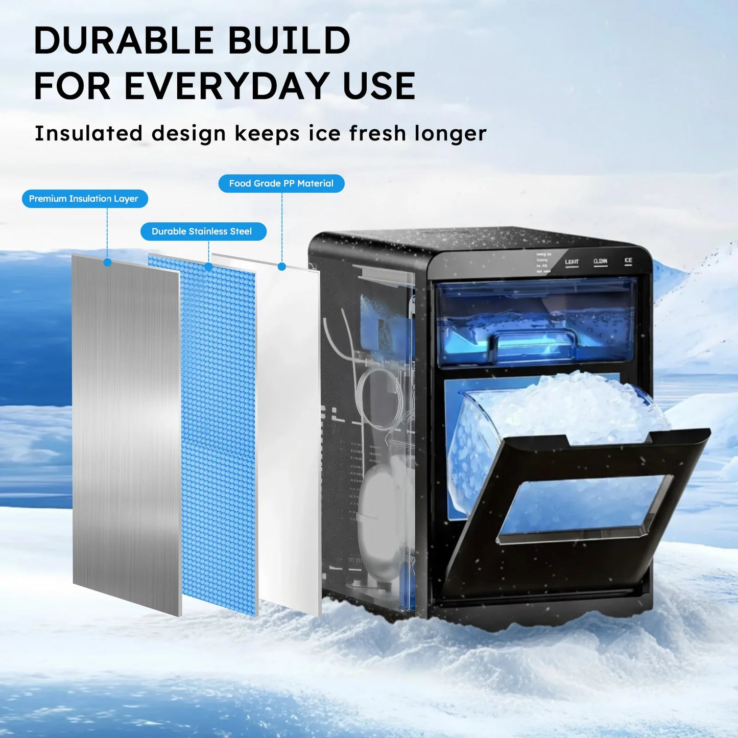 SHICUO Nugget Ice Maker Countertop Self Cleaning Chewable Ice