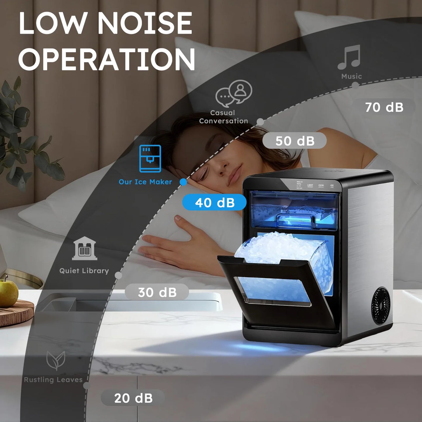 SHICUO Nugget Ice Maker Countertop Self Cleaning Chewable Ice