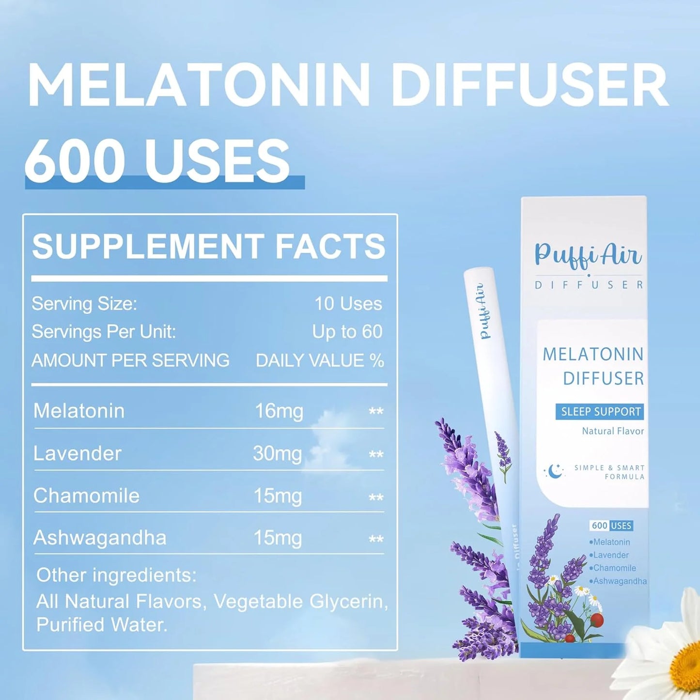 New Melatonin Diffuser For Nighttime Sleep Aids, 600 Uses