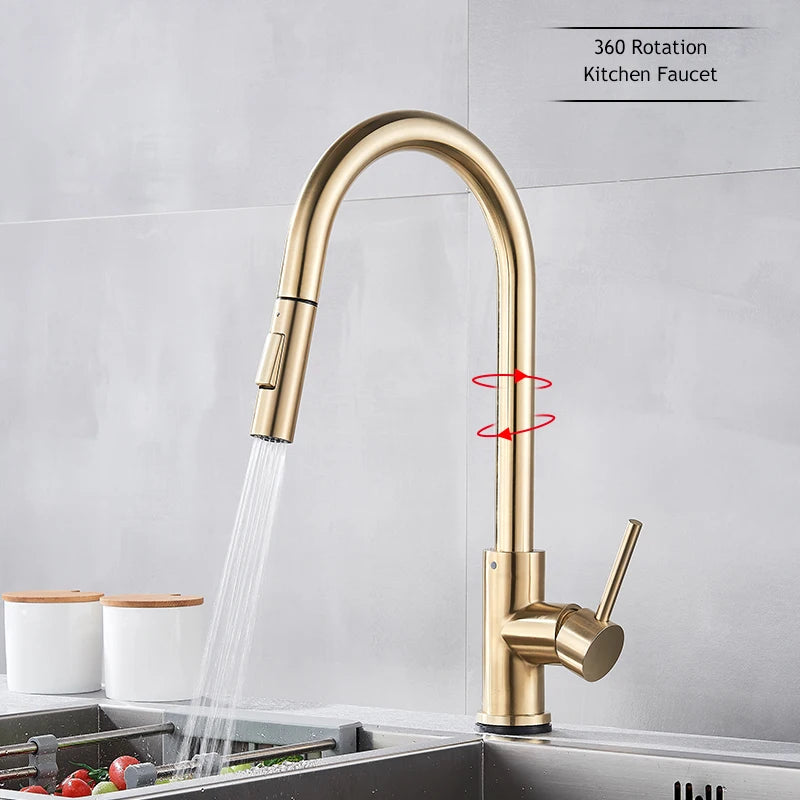 Wanmivezlo Pull-Out Touch Sensor Kitchen Faucet 360 Rotation