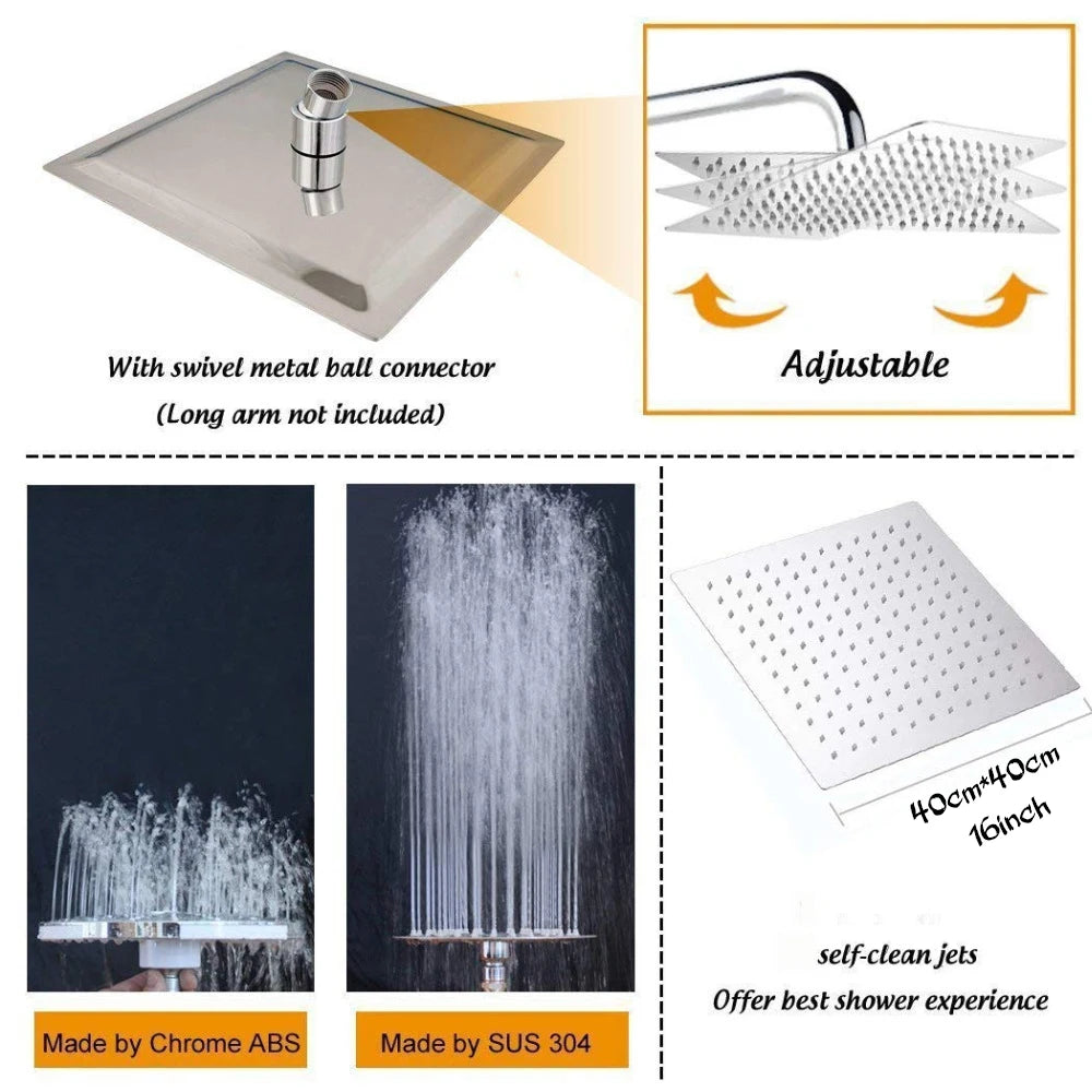 Fmhjfisd Square Rain Shower Head Stainless Steel High Pressure