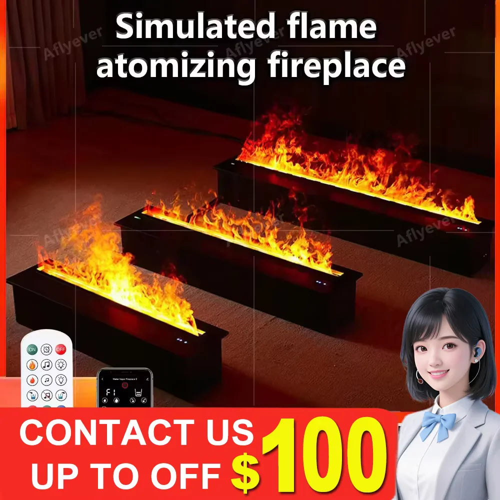 AFLYEVER Intelligent Water Replenishment 3D Atomizing Fireplace Designer