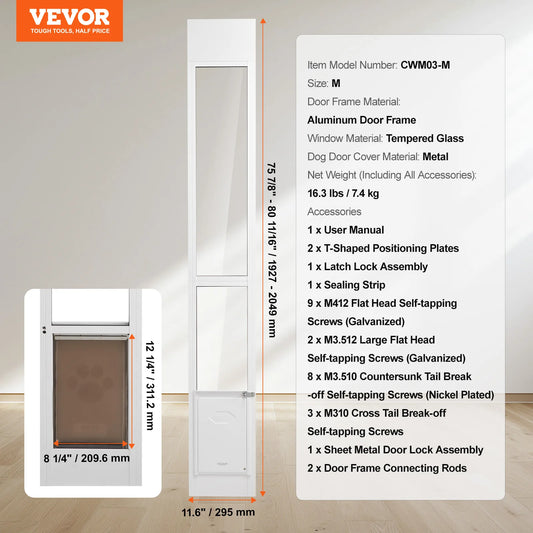 SucceBuy Dog Door For Sliding Glass Door With Adjustable Height