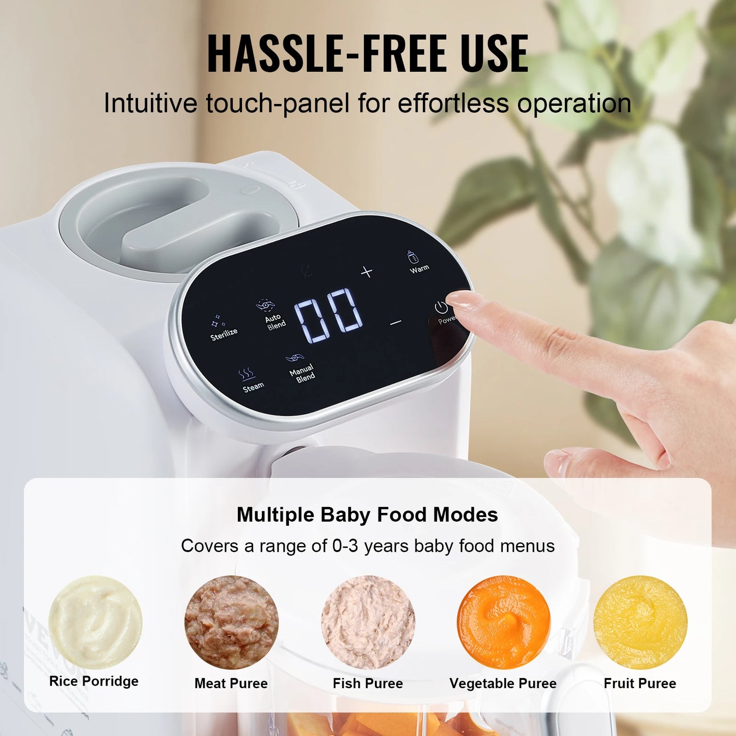 VEVOR Baby Food Maker 430W Five In One Steamer Grinder