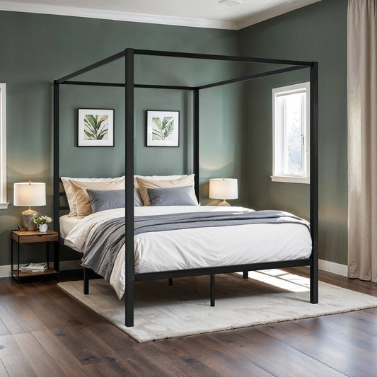 HOOMICH Canopy Bed Frame With 4-Poster Design And Easy Assembly