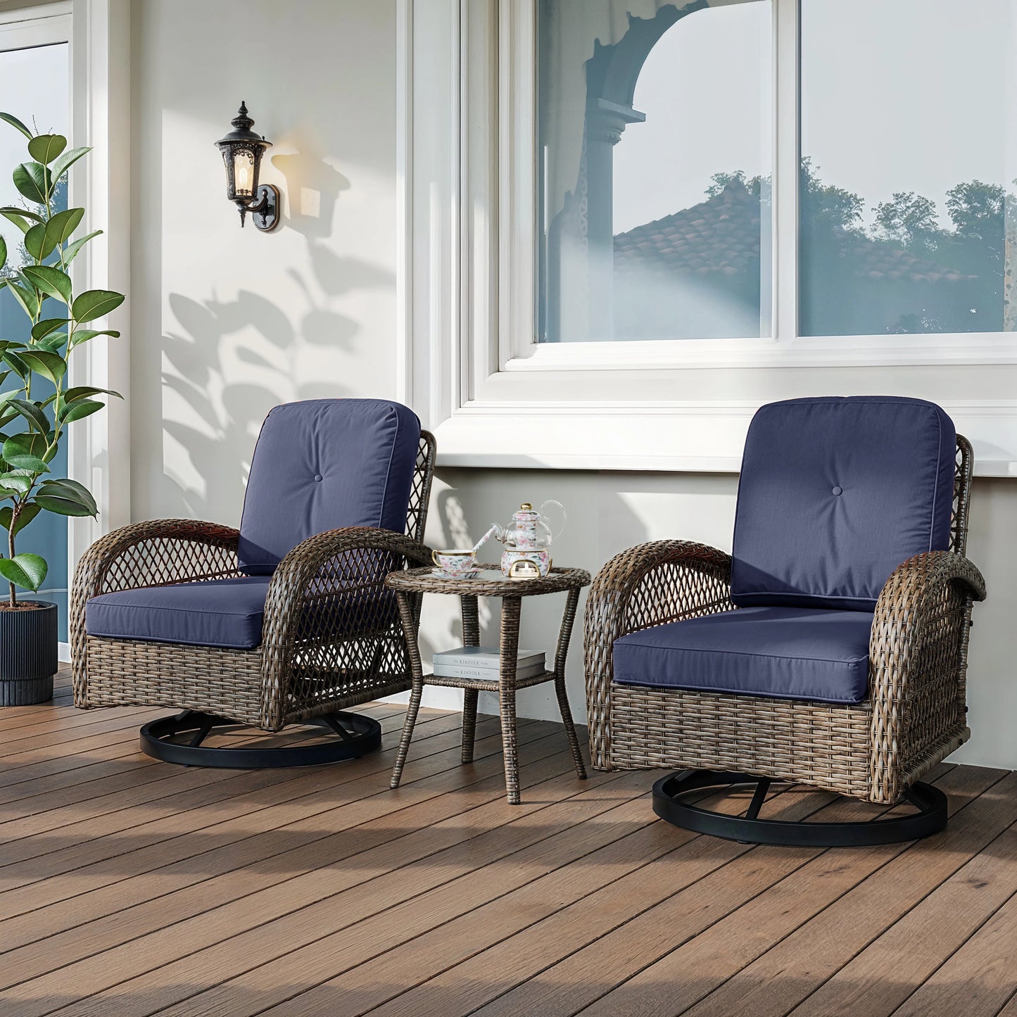 Outdoor 3 Piece Patio Furniture Set With Cushions