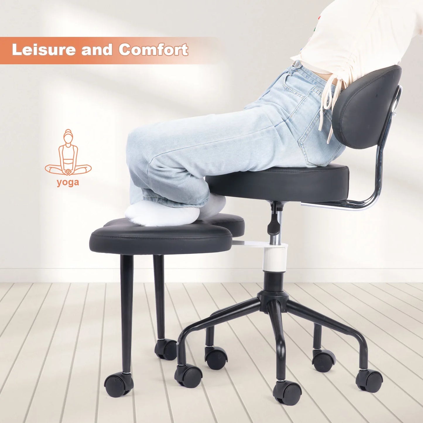 Cross Desk Chair With Lumbar Support And Height Adjustable, Wheeled Office Chair