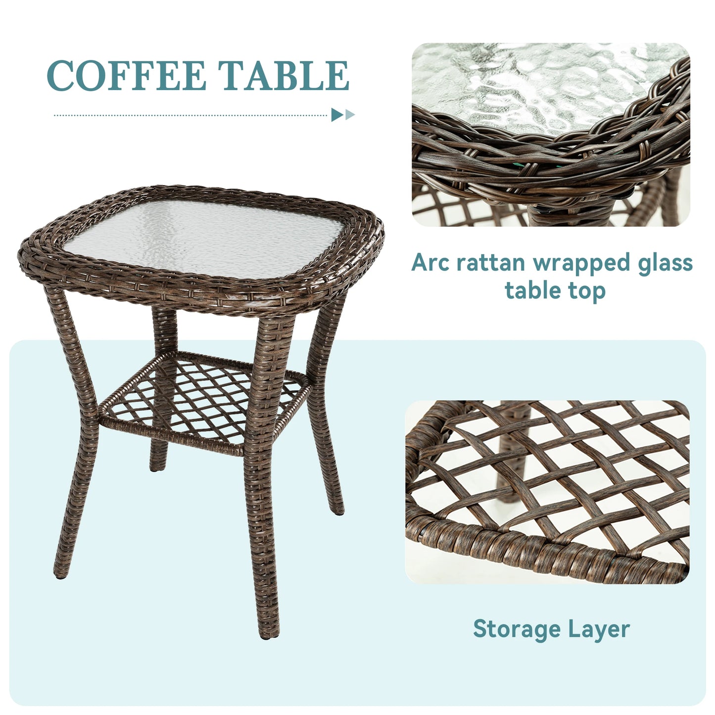 Outdoor 3 Piece Patio Furniture Set With Cushions