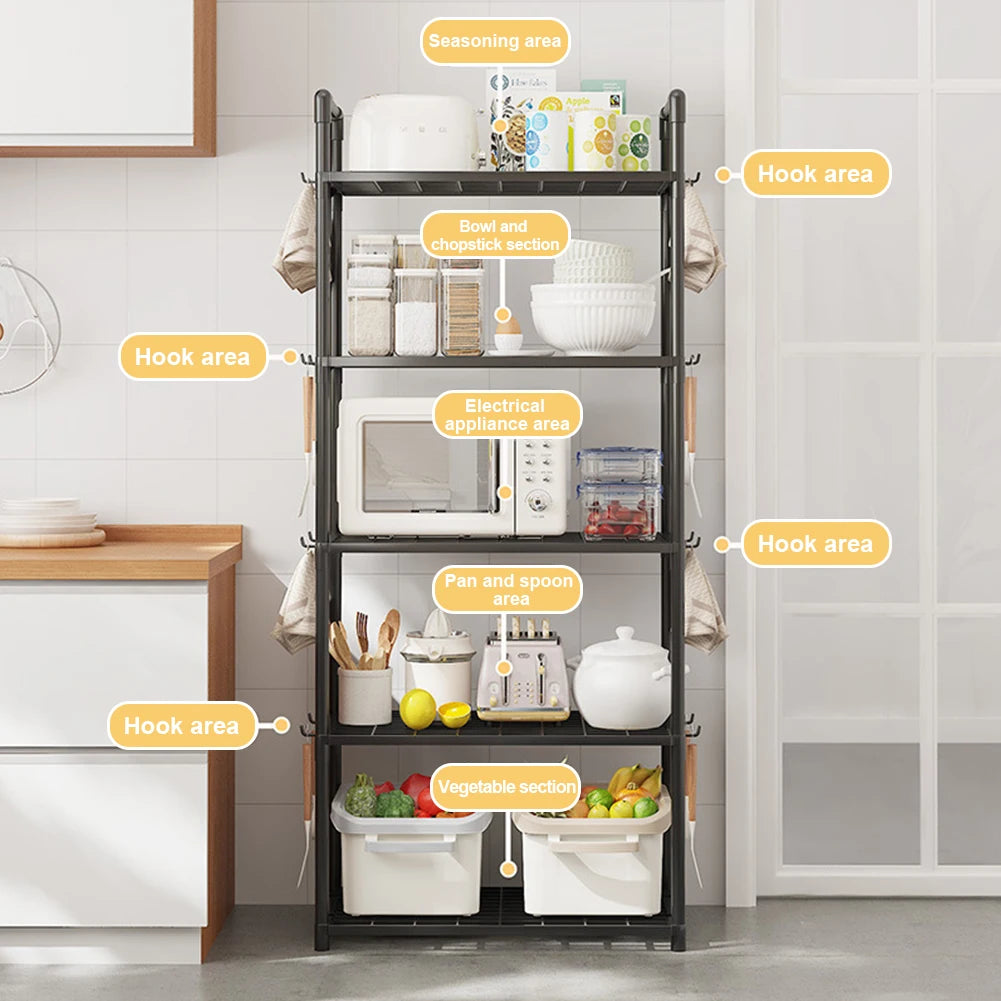 5-Shelf Adjustable Storage Shelves Heavy Duty Rack Storage Shelving Unit 66 Lbs Capacity Organizer for Kitchen,Garage,Bathroom