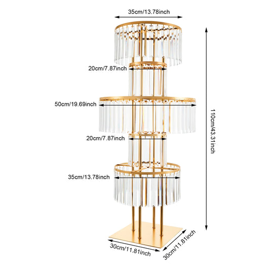 5-Tier Flower Stand Centerpiece With Crystal Pendants