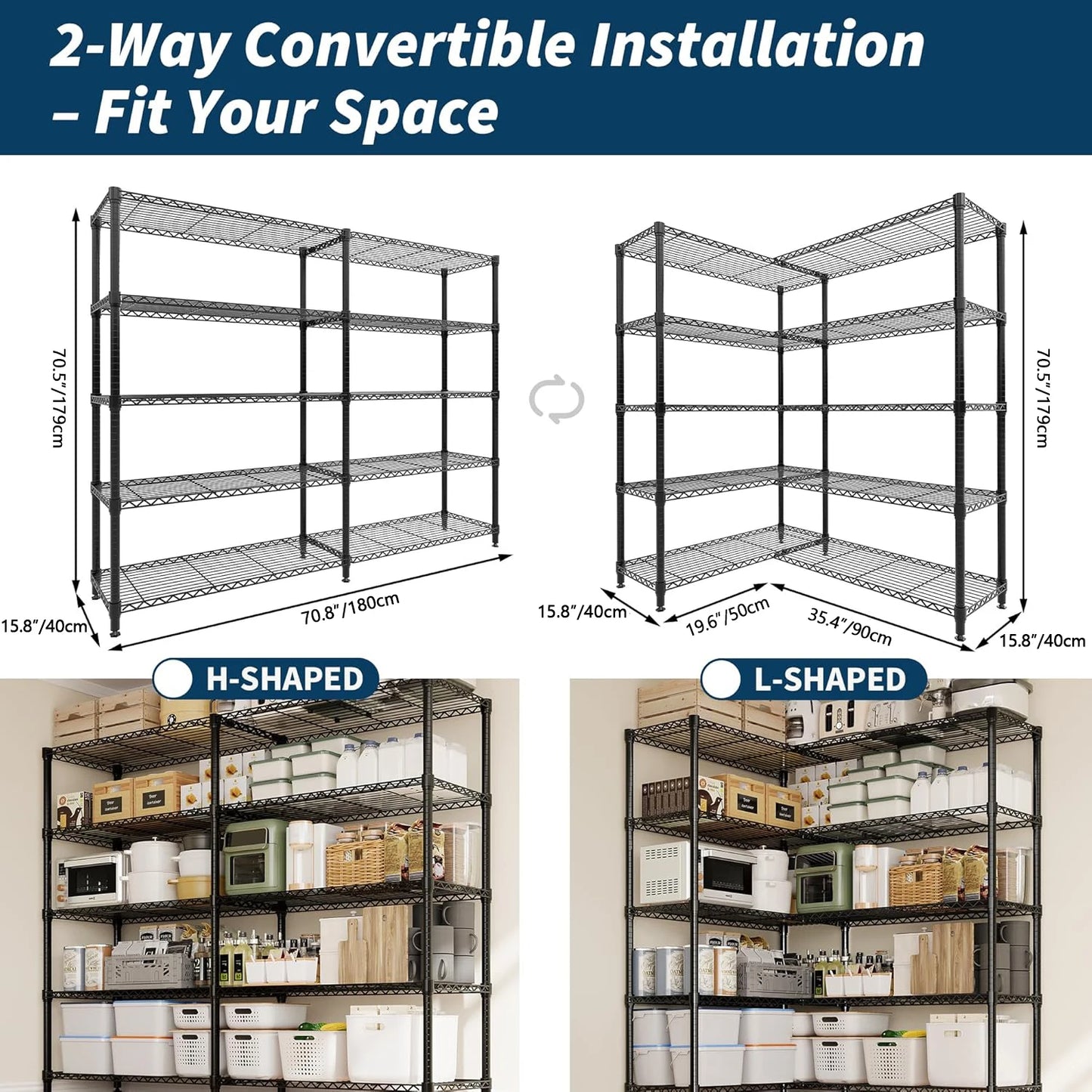 TWISTER.CK Heavy Duty 5-Tier Metal Storage Shelves