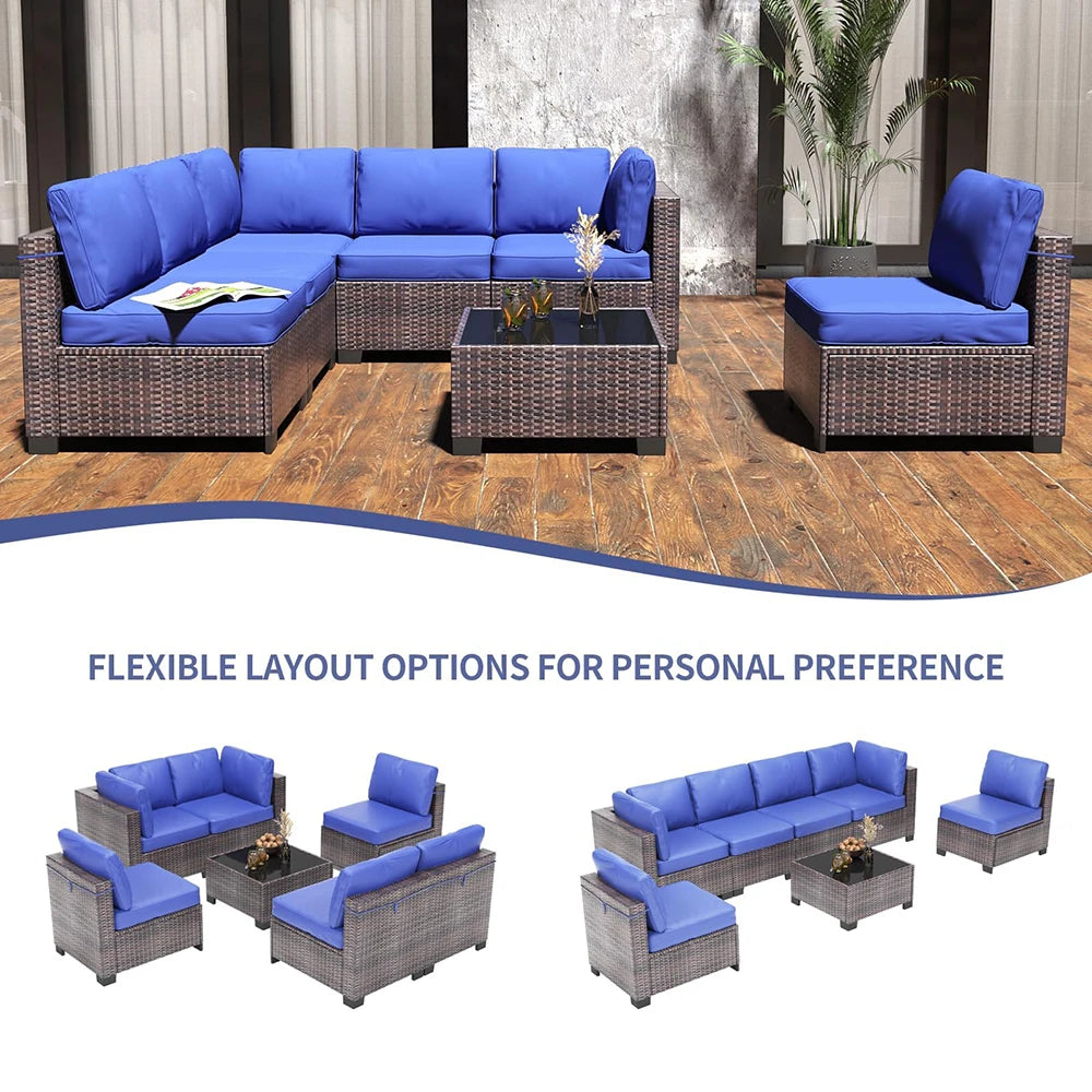 HiMISS 7 Piece PE Rattan Patio Set With Cushions