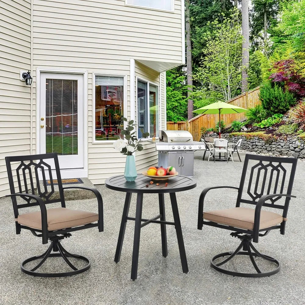 28 Inch Patio Bistro Table, Outdoor Round Weather-Resistant Metal End Small Dining Table, Outside Side Table, Customized