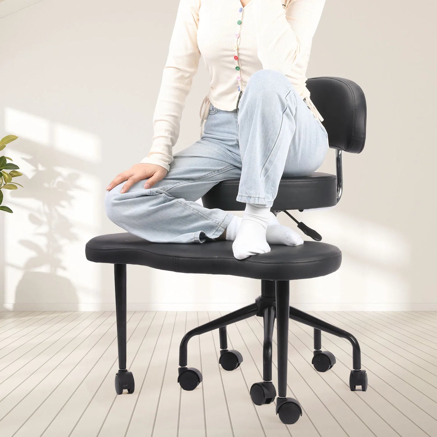 Cross Desk Chair With Lumbar Support And Height Adjustable, Wheeled Office Chair