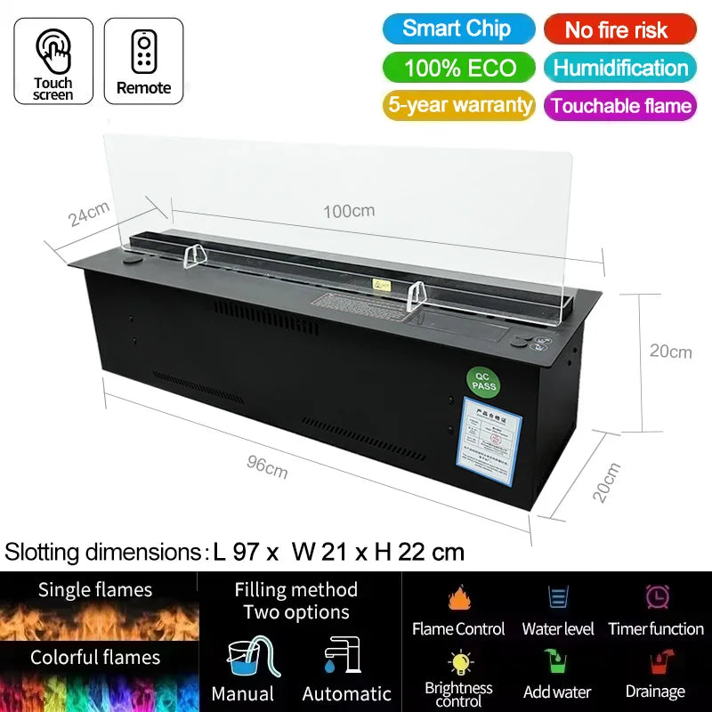 AFLYEVER Intelligent Water Replenishment 3D Atomizing Fireplace Designer