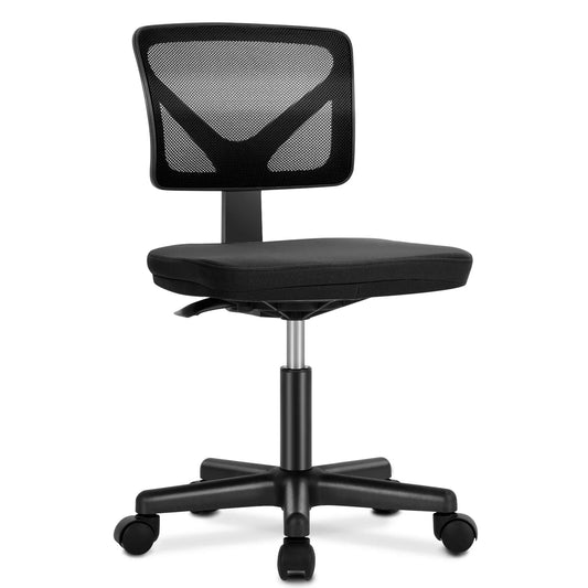 JHK Mesh Lumbar Support Adjustable Armless Office Chair With Wheels