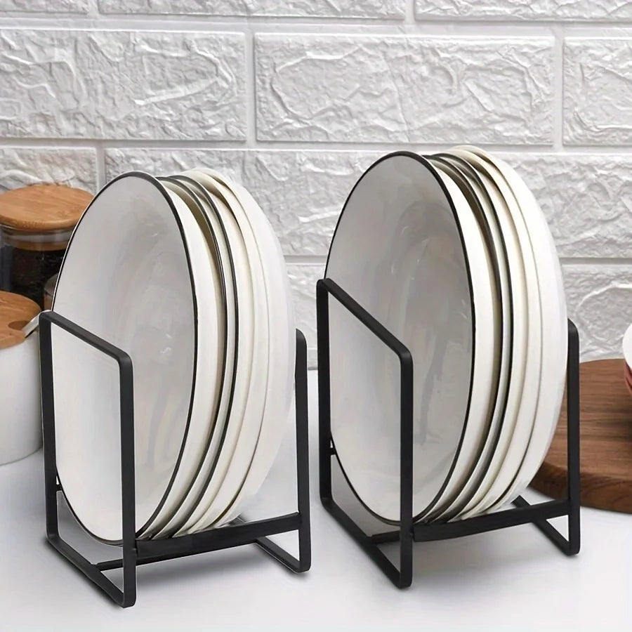Space-Saving Stainless Steel Dish Rack Vertical Plate Holder for Plates Cutting Boards and Pot Lids Kitchen Organizer Metal