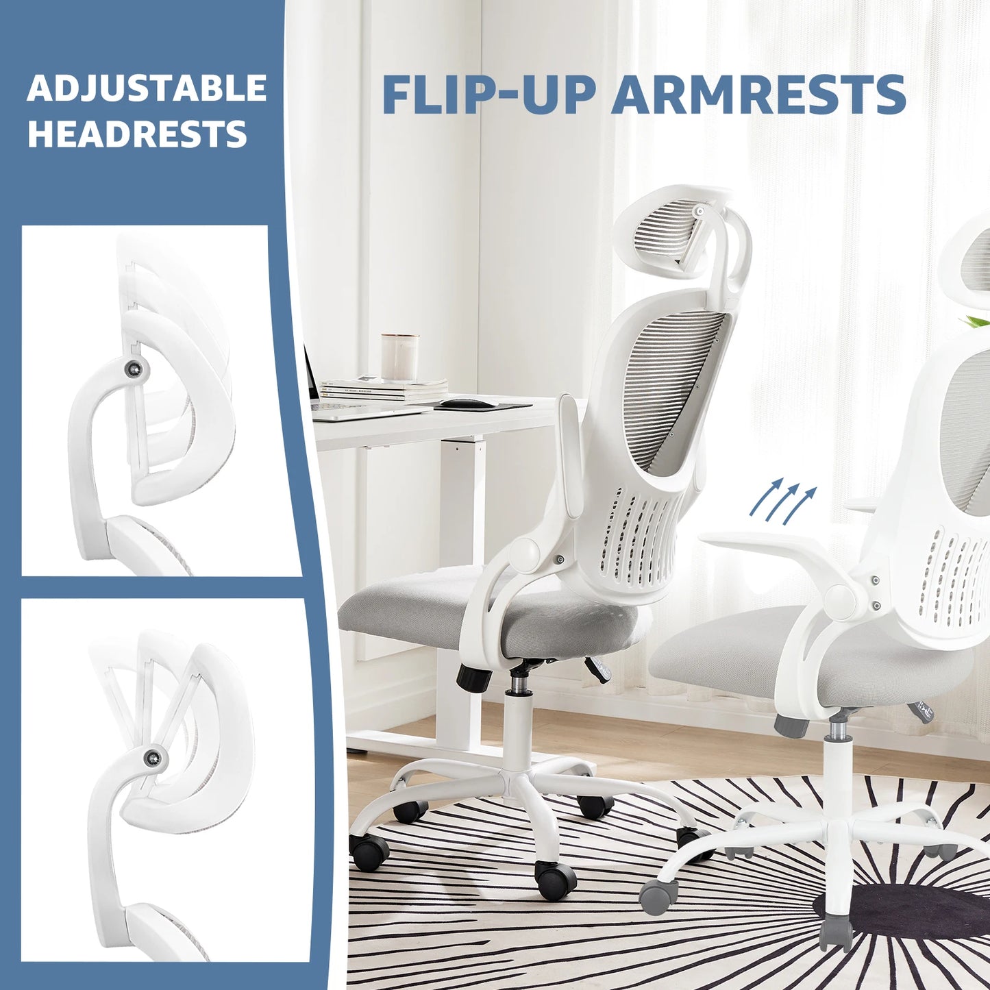 JHK Ergonomics Mesh Office Chair With Flip Up Arms