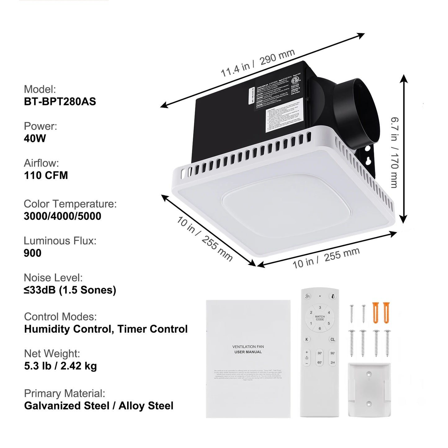 SucceBuy Bathroom Exhaust Fan 80 110 CFM Low Noise