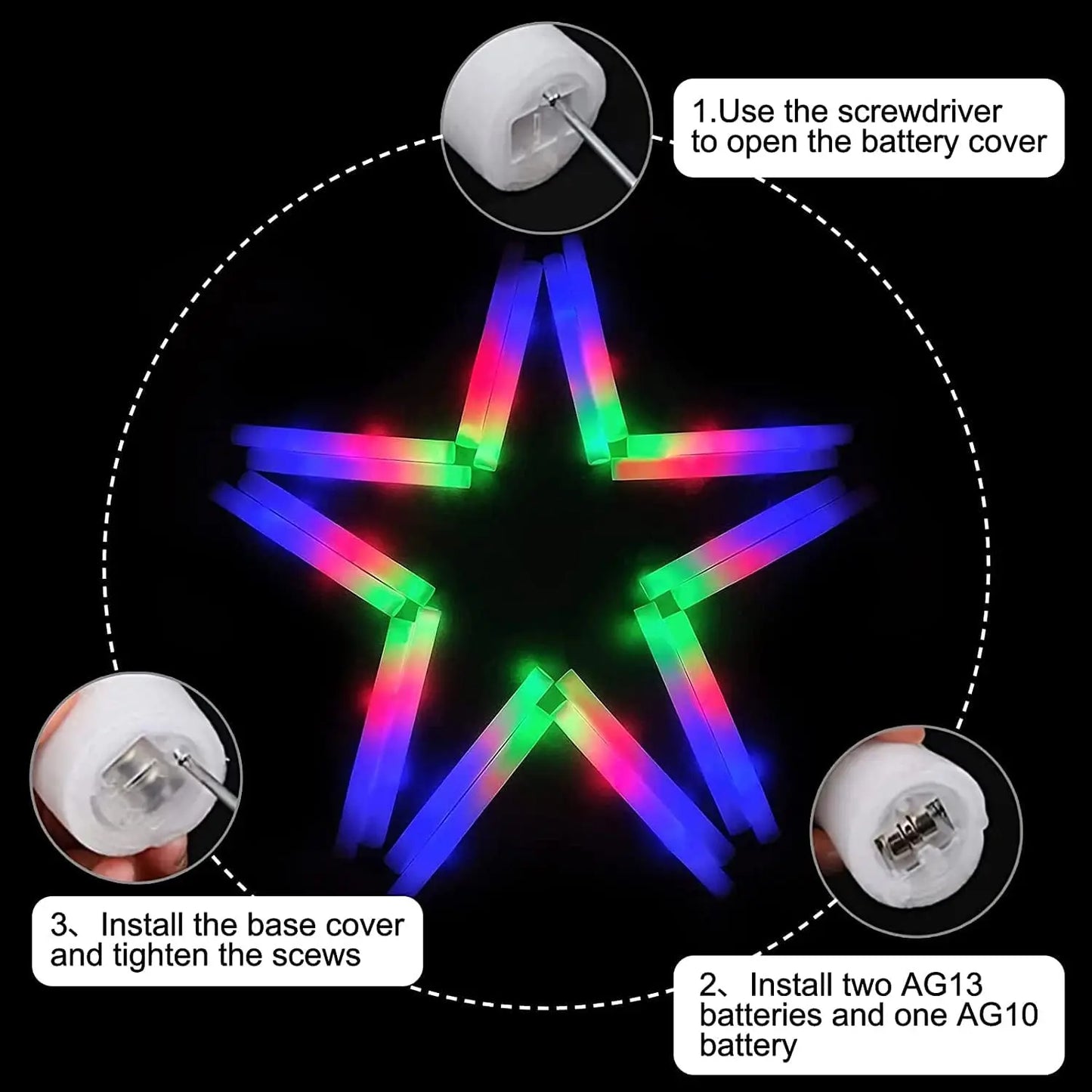 102Pcs LED Foam Sticks Cheer Tube Wedding Baton Wands 3 Modes Flashing Strobe Stick Glow in The Dark Party Christmas Supplies