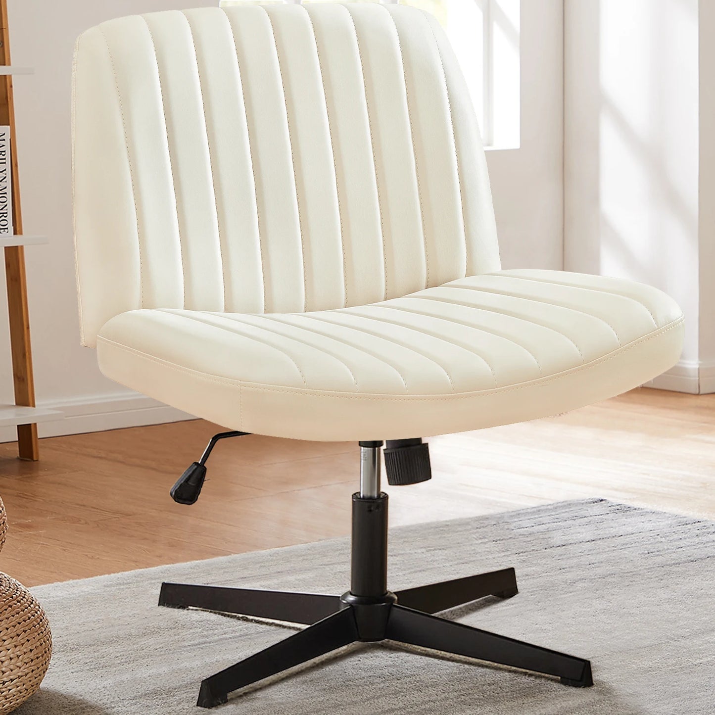 JHK Cross Legged Office Rocking Chair Armless Adjustable Swivel
