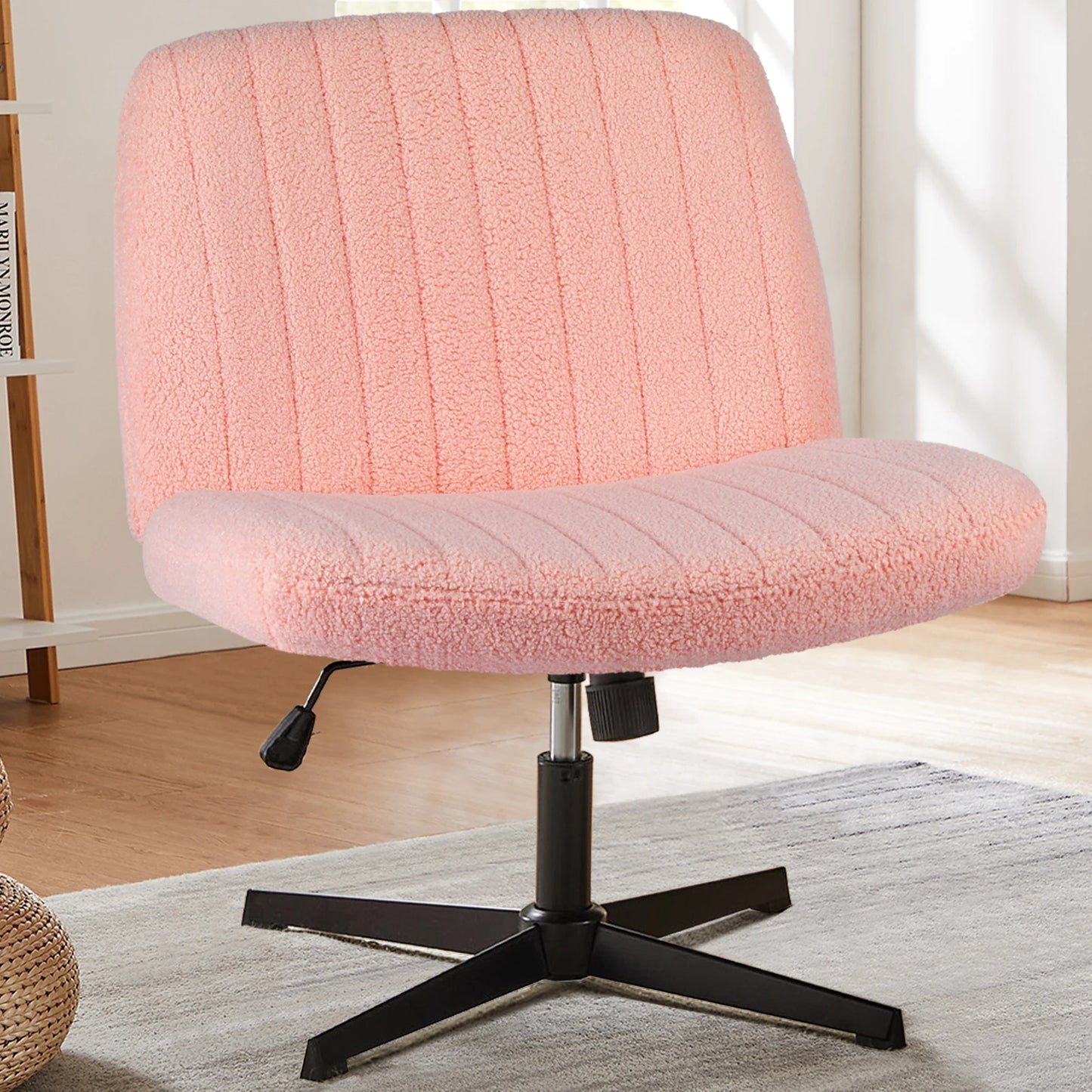 JHK Cross Legged Office Rocking Chair Armless Adjustable Swivel