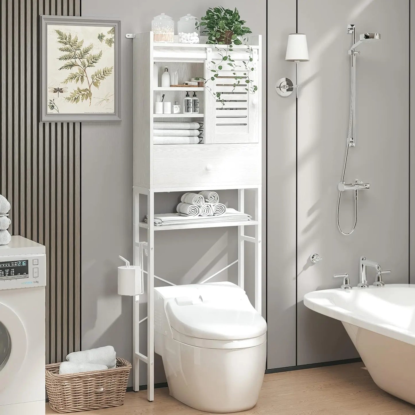 IRONCK Over The Toilet Storage Rack With Cabinet And Drawer