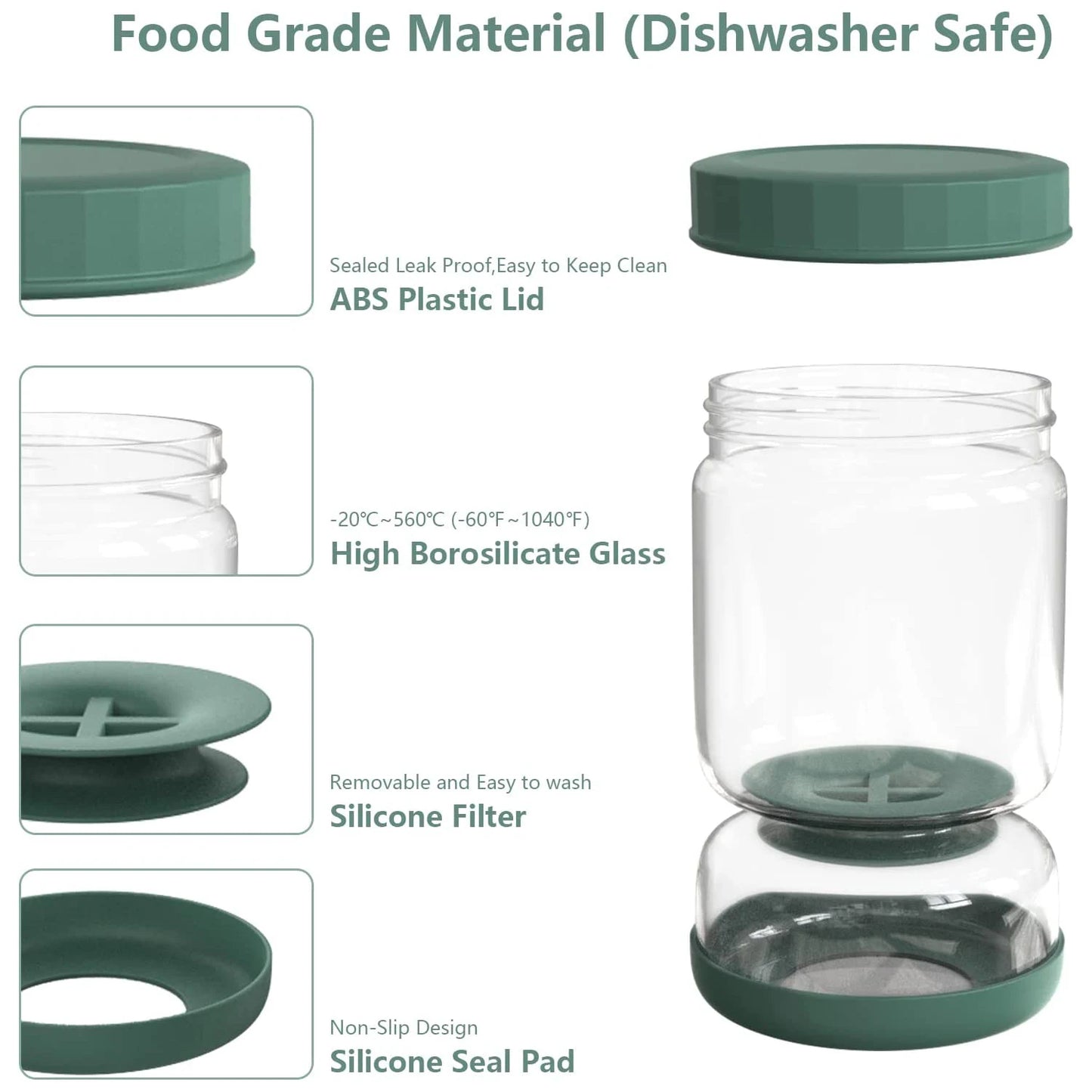 Luvan Glass Fermentation Jar With Lids Strainer For Pickles