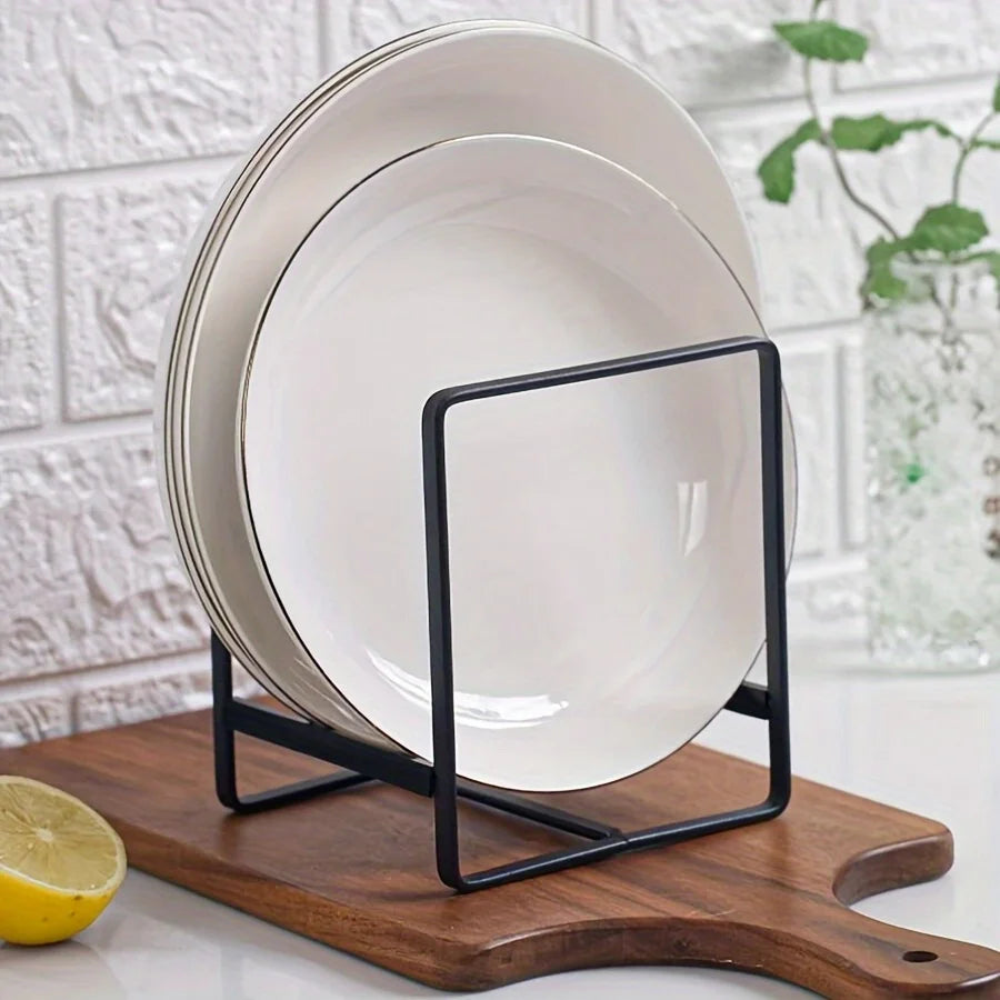 Space-Saving Stainless Steel Dish Rack Vertical Plate Holder for Plates Cutting Boards and Pot Lids Kitchen Organizer Metal