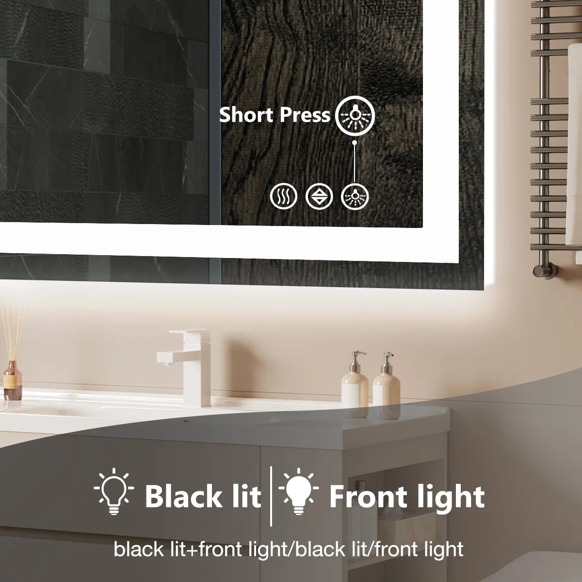 JHK LED Bathroom Vanity Mirror With Front And Back Lighting Memory Function