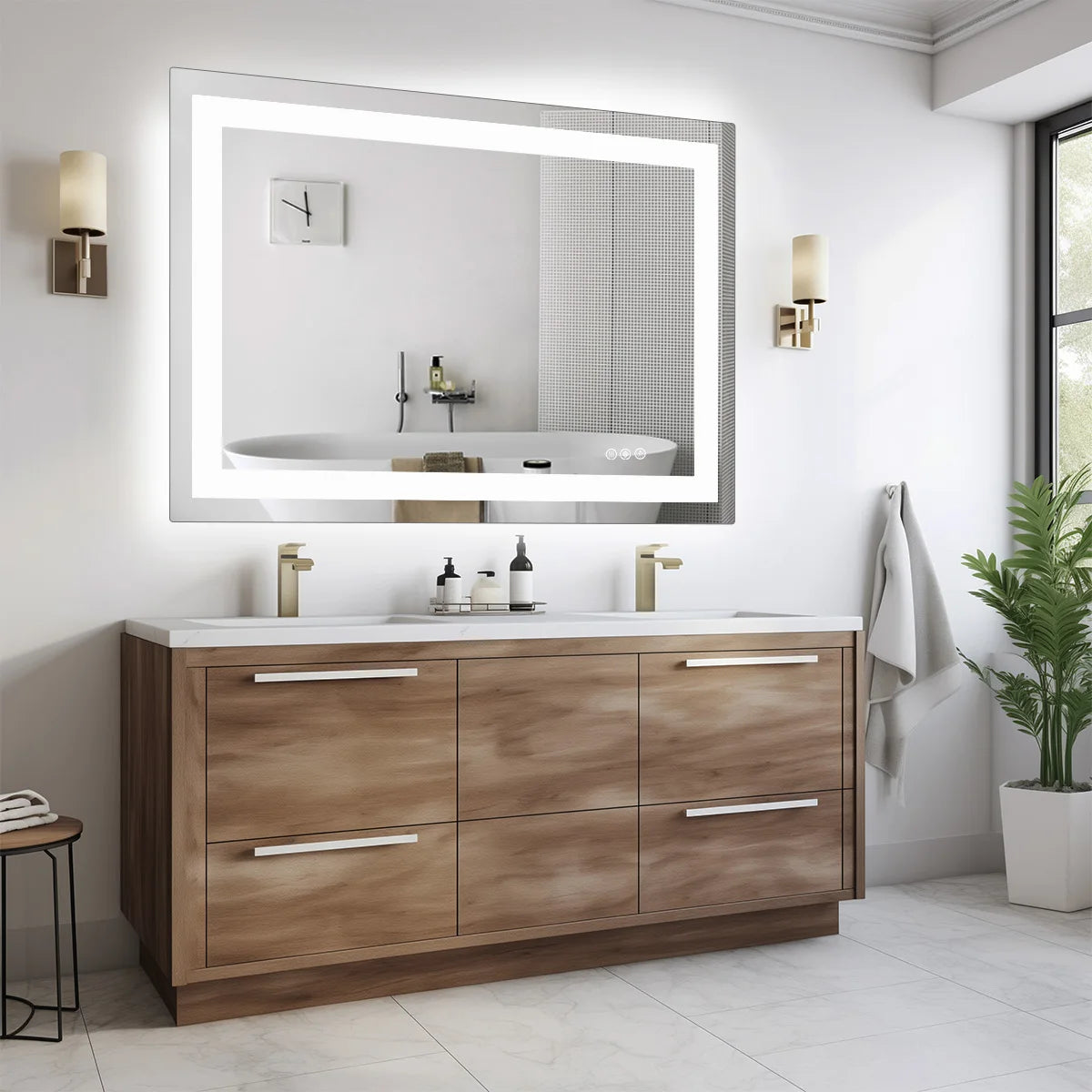 JHK LED Bathroom Vanity Mirror With Front And Back Lighting Memory Function