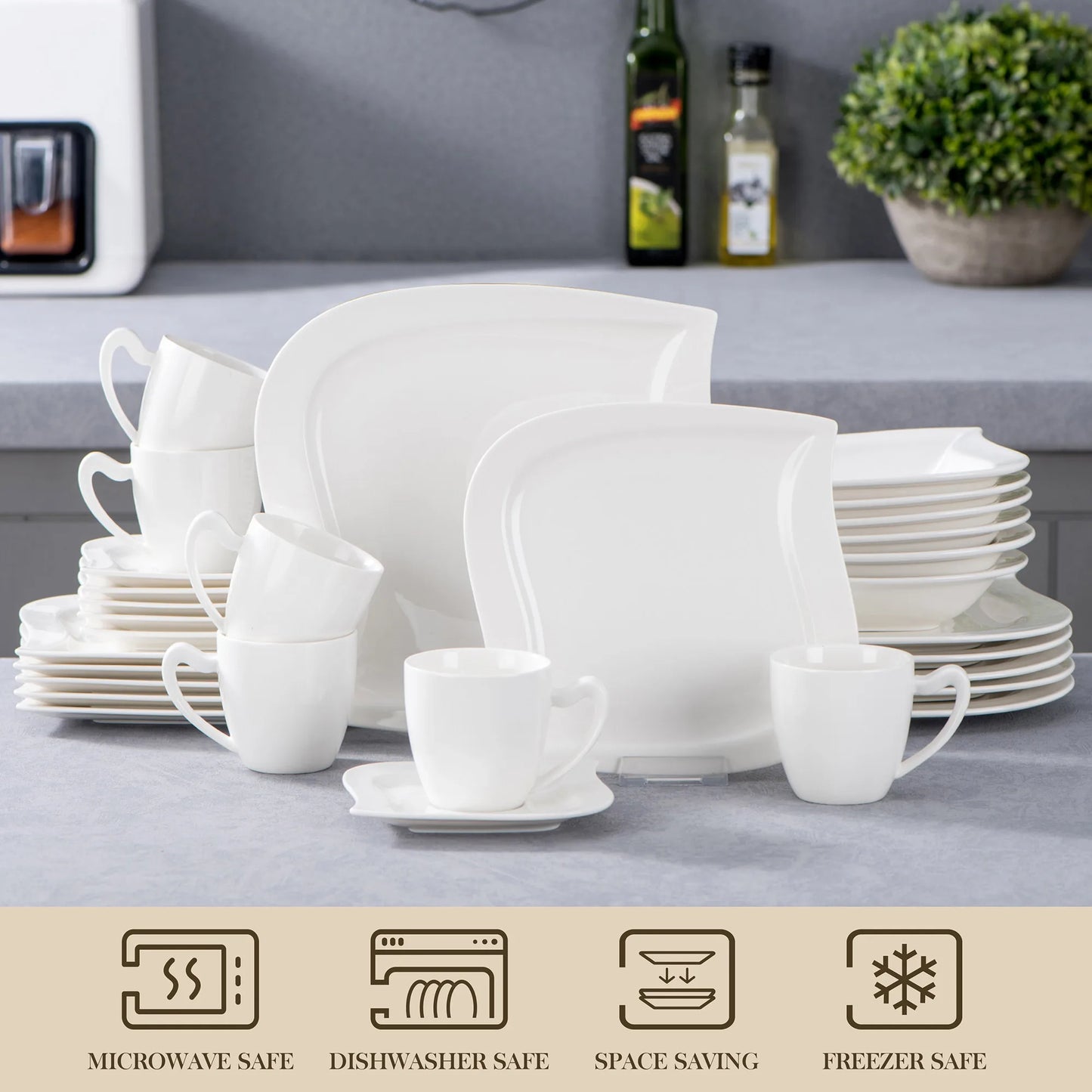 MALACASAC Porcelain Dinnerware Set For Home Use And Entertaining