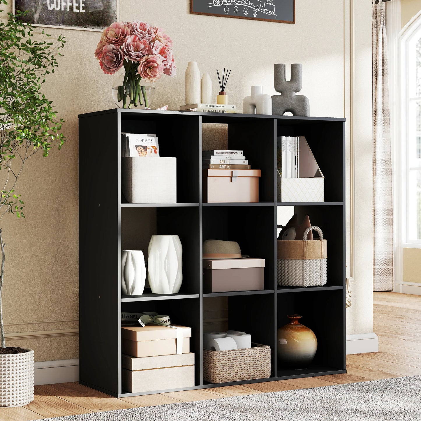 JHK 9 Cube Storage Organizer Wooden Shelf Bookcase Living Room