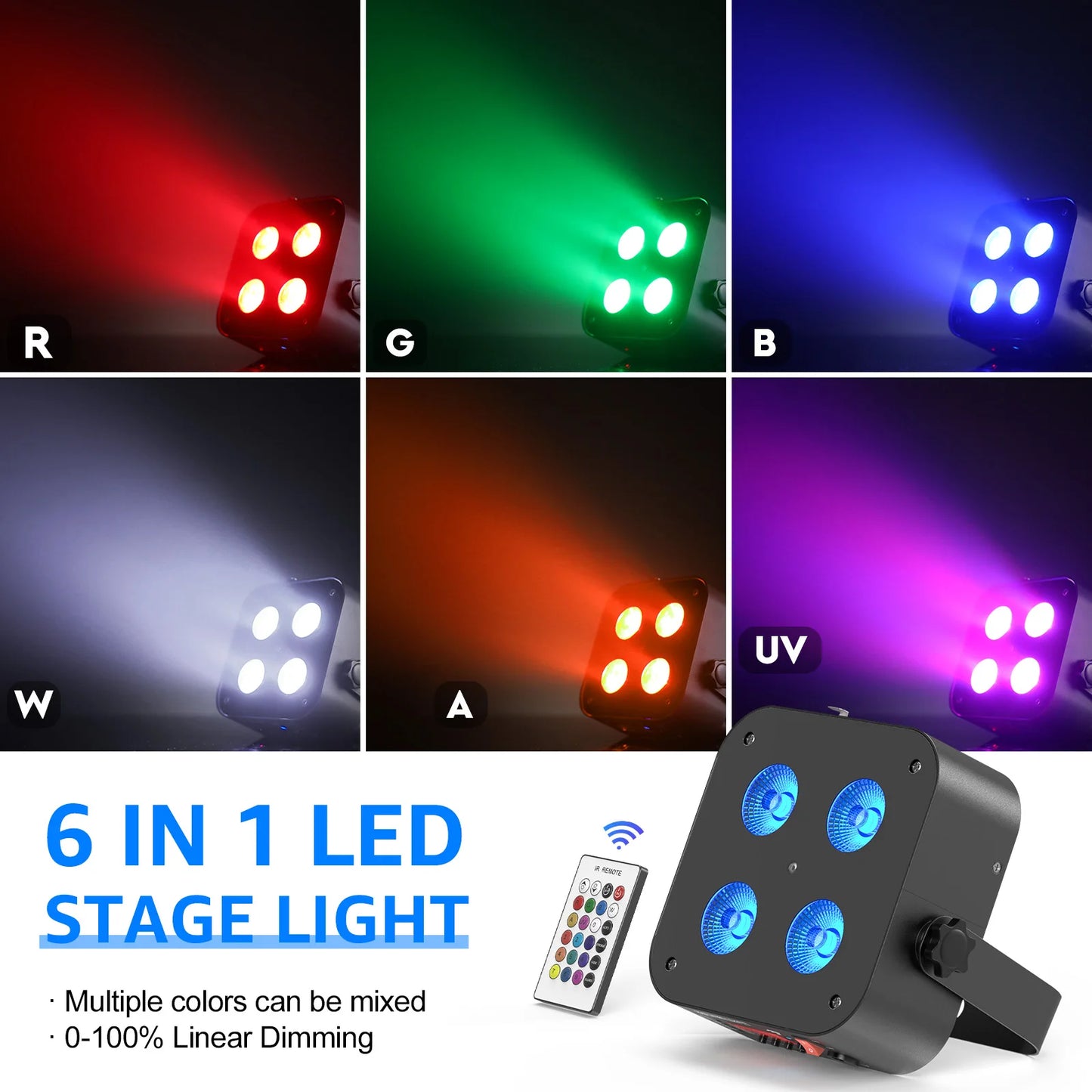 U'King Wireless App-Controlled LED Par Light RGBWA+UV