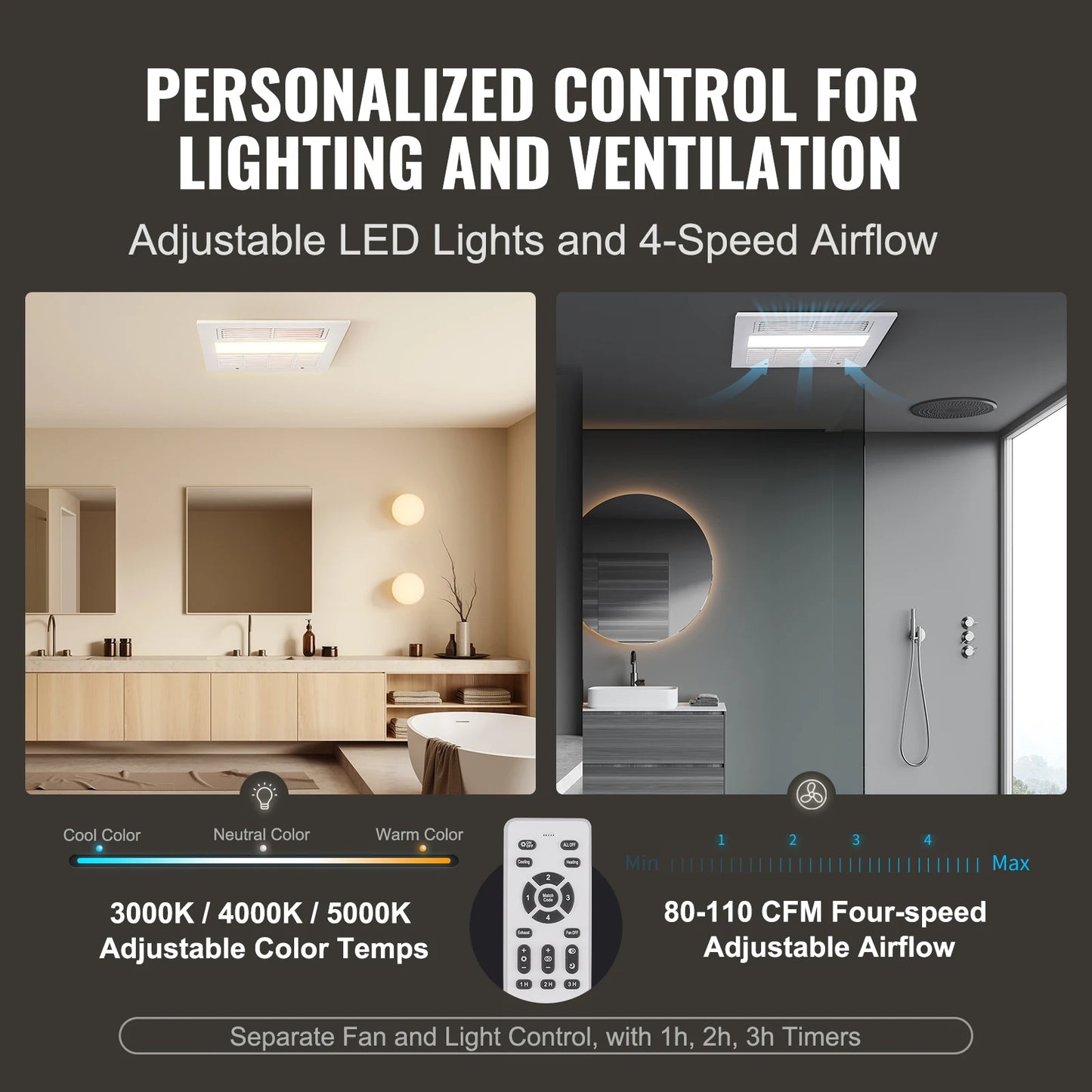 SucceBuy Bathroom Exhaust Fan 80 110 CFM Low Noise