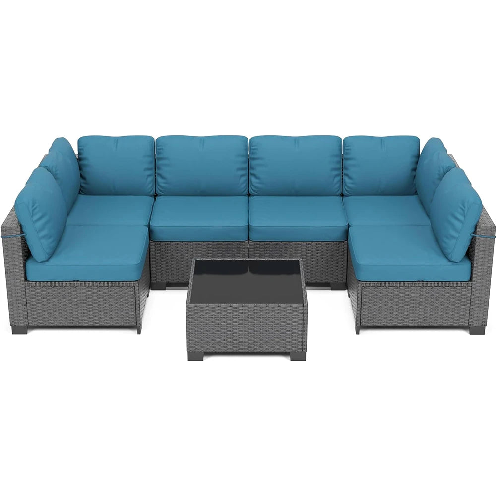 HiMISS 7 Piece PE Rattan Patio Set With Cushions