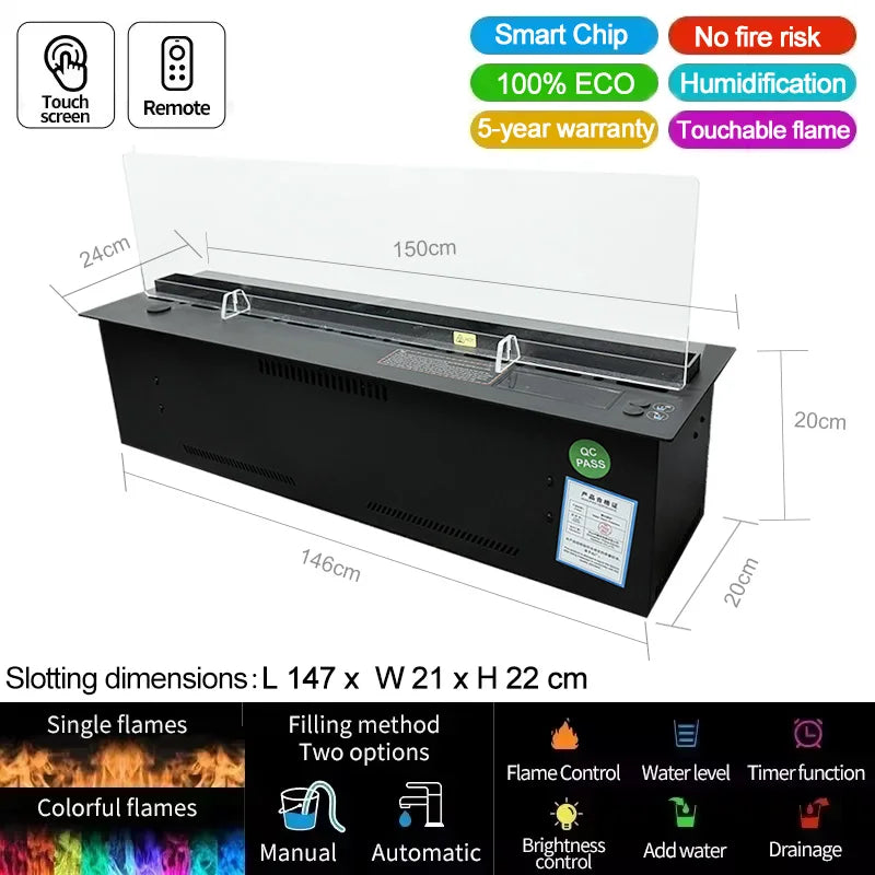 AFLYEVER Intelligent Water Replenishment 3D Atomizing Fireplace Designer