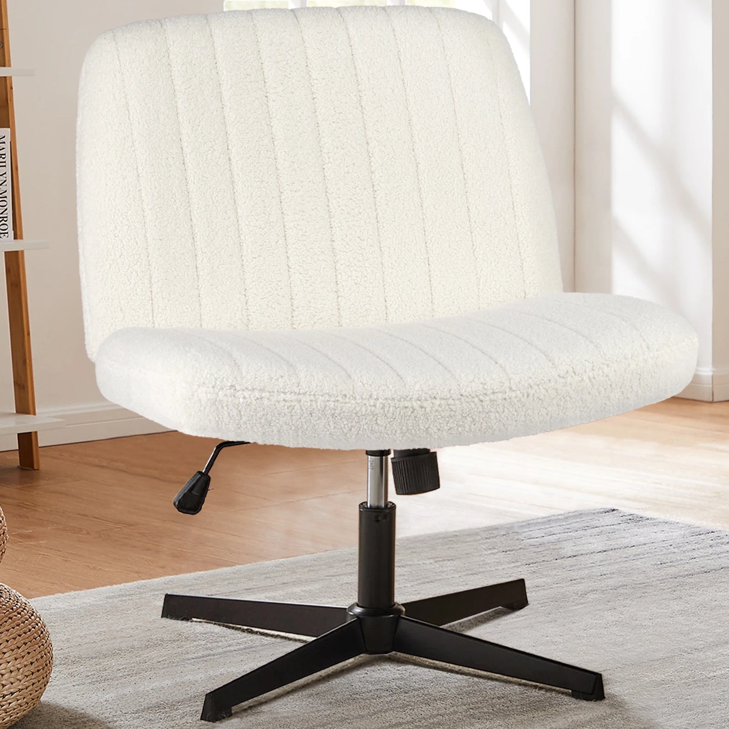 JHK Cross Legged Office Rocking Chair Armless Adjustable Swivel