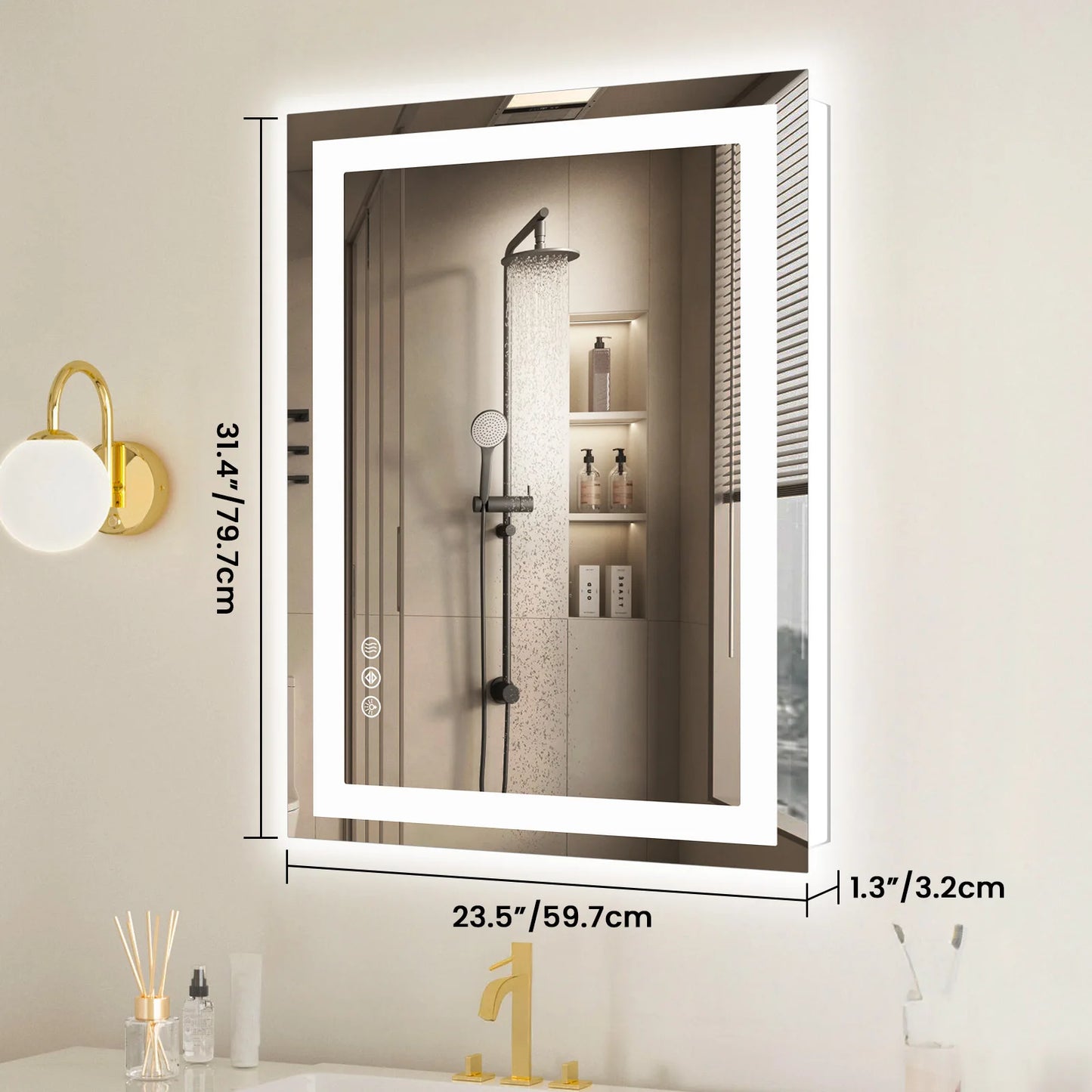 JHK LED Bathroom Vanity Mirror With Front And Back Lighting Memory Function