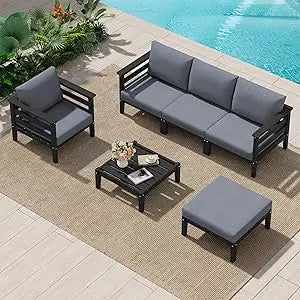 HDPE Patio Furniture 6 Piece Outdoor Sectional Sofa Set
